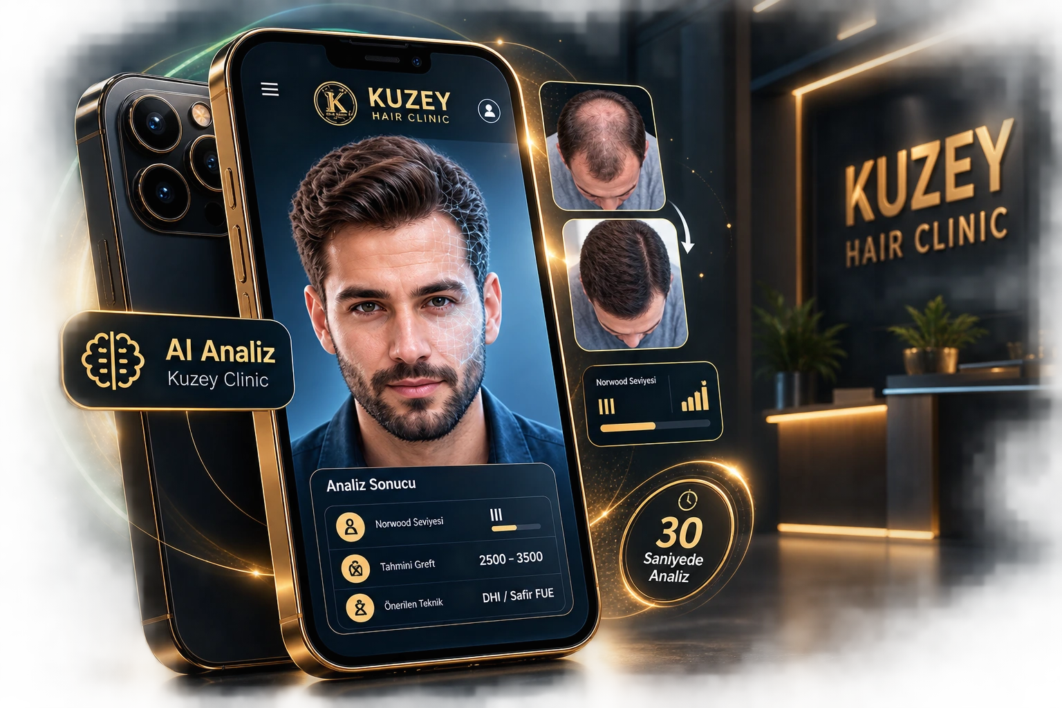 Kuzey Clinic AI saç analizi uygulaması