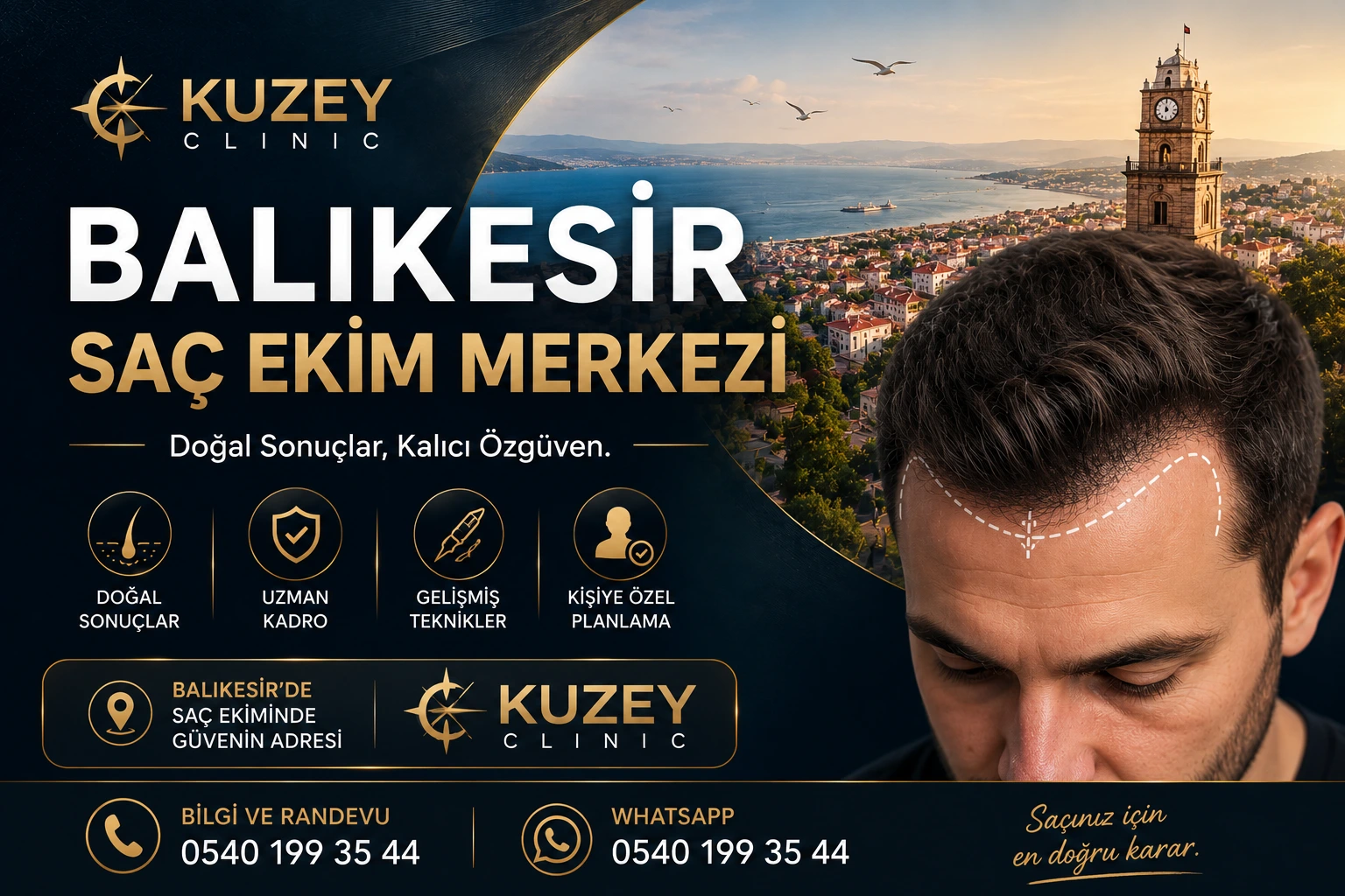 Balıkesir saç ekimi DHI ve Safir FUE rehberi - Kuzey Clinic İzmir