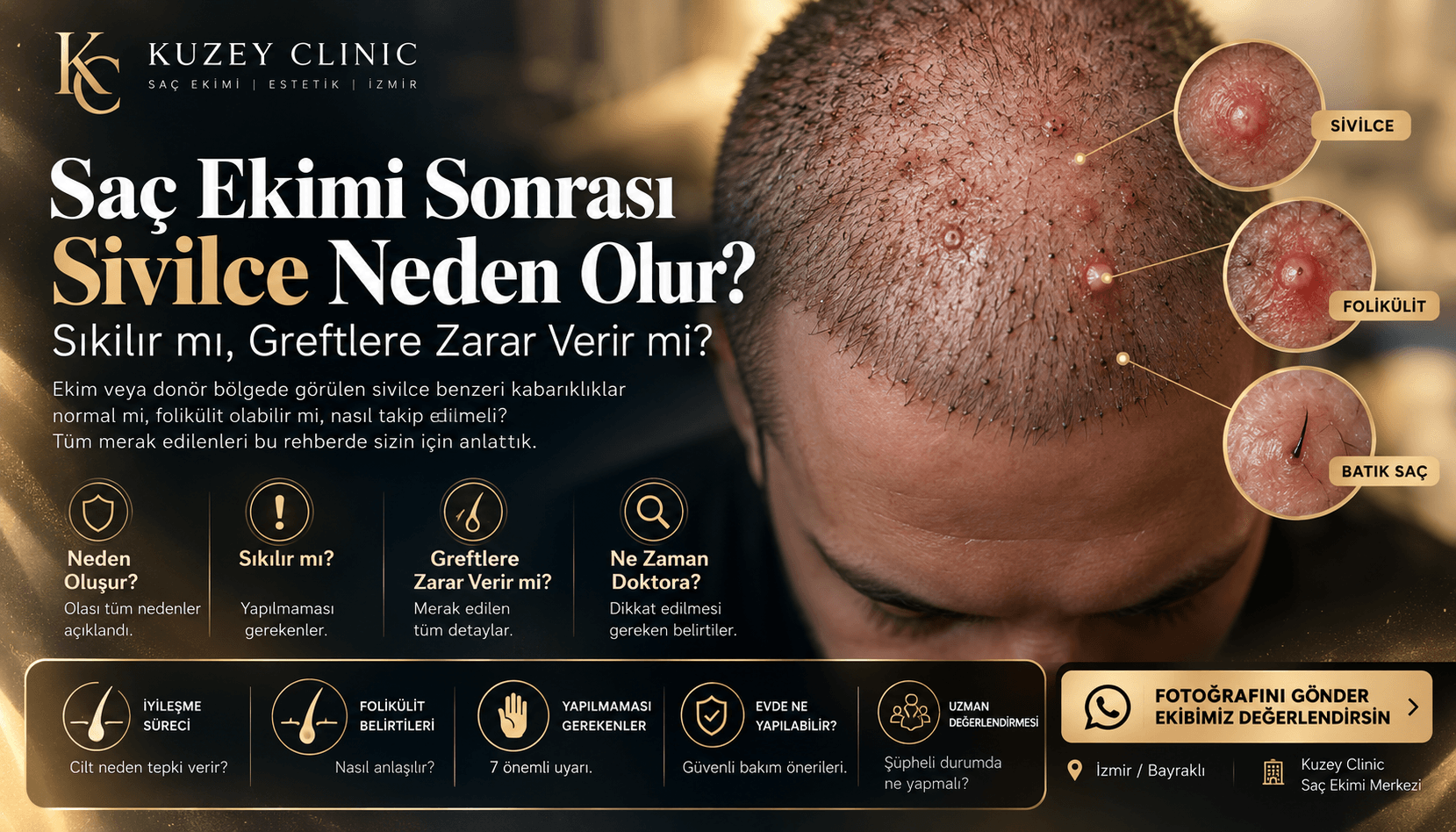 Saç Ekimi Sonrası Sivilce Neden Olur? Sıkılır mı, Greftlere Zarar Verir mi? Kuzey Clinic İzmir
