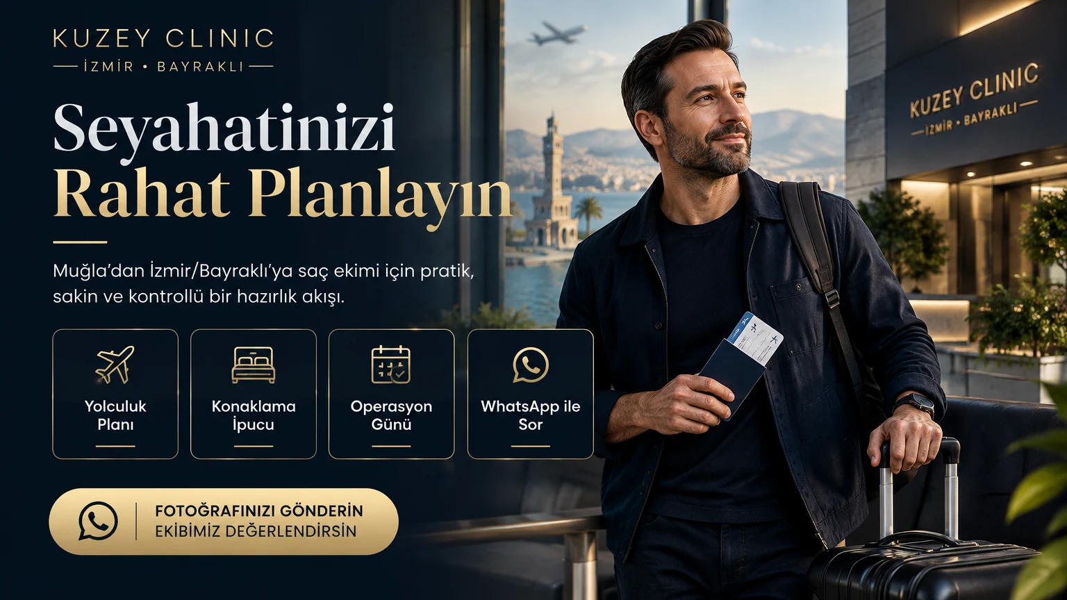 Muğladan İzmirBayraklıya Saç Ekimi İçin Gelenler Seyahat Konaklama ve Operasyon Günü Planı   Kuzey Clinic İzmir
